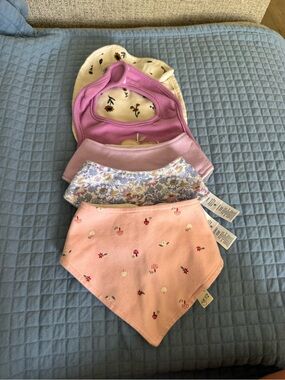Carter's Pink, Lavender, Cream & Floral Baby Bandana Bib Set